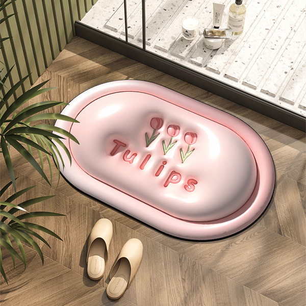 3D Visual Stereoscopic Velvet Floor Mat – Tulip Pink