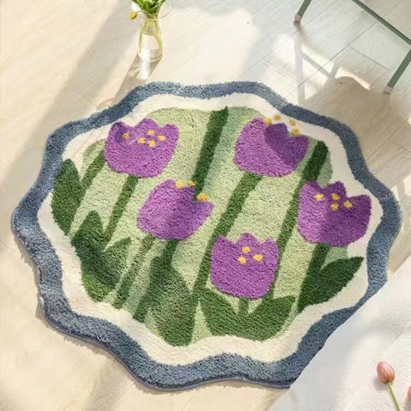 Bedroom Foot Mat – Purple Tulips Design