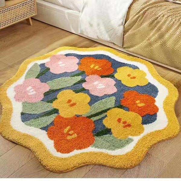 Bedroom Foot Mat – Colorful Flowers Design