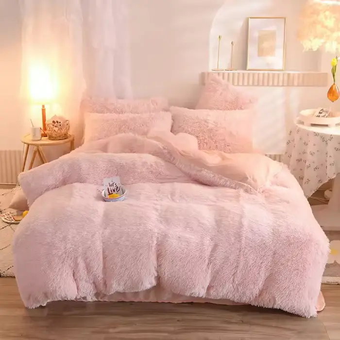 Luxury Ultra Soft king Size Four Pieces Plush Shaggy Fluffy Velvet Bedding Set
